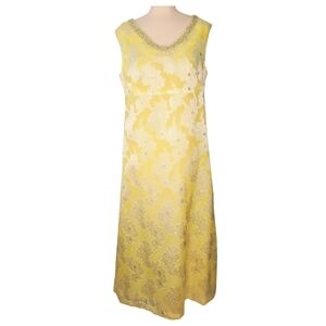 Vintage Floral Brocade Beaded Dress